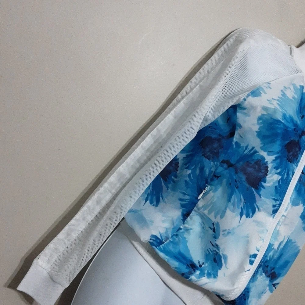 FABLETICS Women Blue Floral Mesh Long Sleeve Lightweight Zip Jacket XS retro y2k - Picture 5 of 10